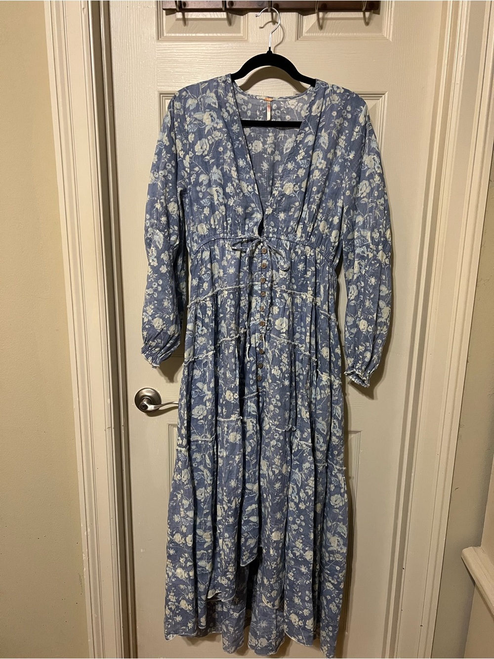 Free People Pale Blue Floral Midi Dress
